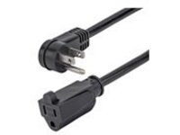 StarTech 1ft (0.3m) Power Extension Cord, Right Angle NEMA 5-15P to NEMA 5-15R, 13A 125V, 16AWG, Black Computer Power Extension Cord, AC Outlet Extension Cable