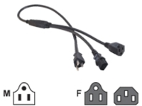 C2G 3ft 16 AWG 1-to-2 Power Cord Splitter (NEMA 5-15P to 1 NEMA 5-15R + 1 IEC320C13)