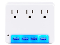 3AC OUT WALL TAP NEMA 125V4PORT USB 3.4A NIGHT LIGHT 1YR