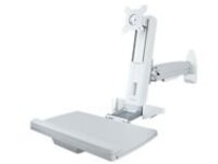 Startech Wall Mount Workstation, Full Motion Sit Stand Desk w/ Height Adjustable VESA Monitor Arm & Keyboard Tray, Ergonomic Wall Mounted Computer Workstation, Single 27"/32" Display
