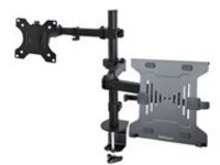 Startech Monitor Arm with VESA Laptop Tray, For a Laptop (4.5kg / 9.9lb) and a Single Display up to 32" (8kg / 17.6lb), Black, Adjustable Desk Laptop Arm Mount, C-clamp/Grommet Mount