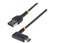 StarTech 6in (15cm) USB A to C Charging Cable Right Angle, Heavy Duty Fast Charge USB-C Cable, USB 2.0 A to Type-C, Durable and Rugged Aramid Fiber, 3A, S20/iPad/Pixel