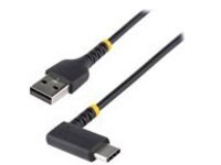StarTech 1ft (30cm) USB A to C Charging Cable Right Angle, Heavy Duty Fast Charge USB-C Cable, USB 2.0 A to Type-C, Durable and Rugged Aramid Fiber, 3A, S20/iPad/Pixel