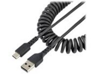 StarTech 3ft (1m) USB A to C Charging Cable, Coiled Heavy Duty Fast Charge & Sync USB-C Cable, High Quality USB 2.0 A to Type-C, Rugged Aramid Fiber, TPE, 3A, S20, iPad, Pixel