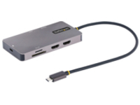 Startech USB C Multiport Adapter, Dual HDMI Video, 4K 60Hz, 2-Port 5Gbps USB-A Hub, 100W Power Delivery Charging, GbE, SD/MicroSD, USB Type-C Mini Travel Dock, 12"/30cm Cable