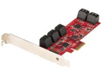 Startech SATA PCIe Card, 10 Port PCIe SATA Expansion card, 6Gbps SATA Card, Low/Full Profile, Stacked SATA Connectors, ASM1062 Non-Raid SATA Controller Card / Adapter