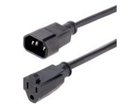 StarTech 3ft (1m) Power Extension Cord, IEC C14 to NEMA 5-15R, 10A 125V, 18AWG, Black Computer Power Extension Cord, Outlet Extension Cable for Power Supplies & Network Equipment