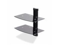 Startech Dual Floating Wall-Mounted AV Shelves, Adjustable Height Shelf For Under TV, Organize A/V Equipment On Black Tempered Glass Shelves