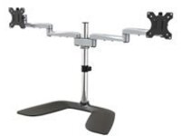 Startech Dual Monitor Stand, Ergonomic Desktop Monitor Stand for up to 32" VESA Displays, Free-Standing Articulating Universal Computer Monitor Mount, Adjustable Height, Silver