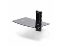 Startech Floating Wall-Mounted AV Shelf, Adjustable Height Shelf For Under TV, Organize A/V Equipment On Black Tempered Glass Shelf