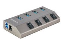 Startech 4-Port Self-Powered USB-C Hub with Individual On/Off Switches, USB 3.0 5Gbps Expansion Hub w/Power Supply, Desktop/Laptop USB-C to USB-A Hub, 4x BC 1.2 (1.5A), USB Type C Hub