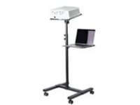 Startech Mobile Projector and Laptop Stand/Cart, Heavy Duty Portable Projector Stand (2 Vented Shelves, hold 22lb/10kg each), Height Adjustable Rolling AV Presentation Cart with Wheels