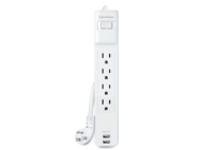 4 OUTLET, 3FT CORD, 2USB, WHITE