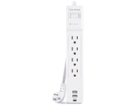 4 OUTLET, 5FT CORD 3USB, WHITE