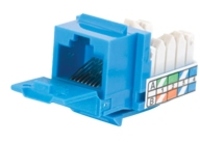 90DEG CAT5E RJ45 UTP BLUEKEYSTONE JACK