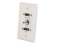 C2G HDMI, VGA and 3.5mm Audio Pass Through Wall Plate Single Gang Brushed Aluminum