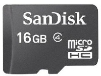 SANDISK MICROSDHC MEMORY CARD, 16GB, SDSDQ-016G-A46A, CLASS 4, WITH ADAPTER